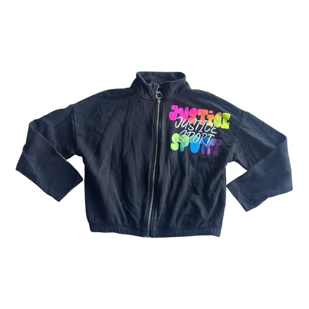 Justice Black zip up sweatshirt size Large graphic‎